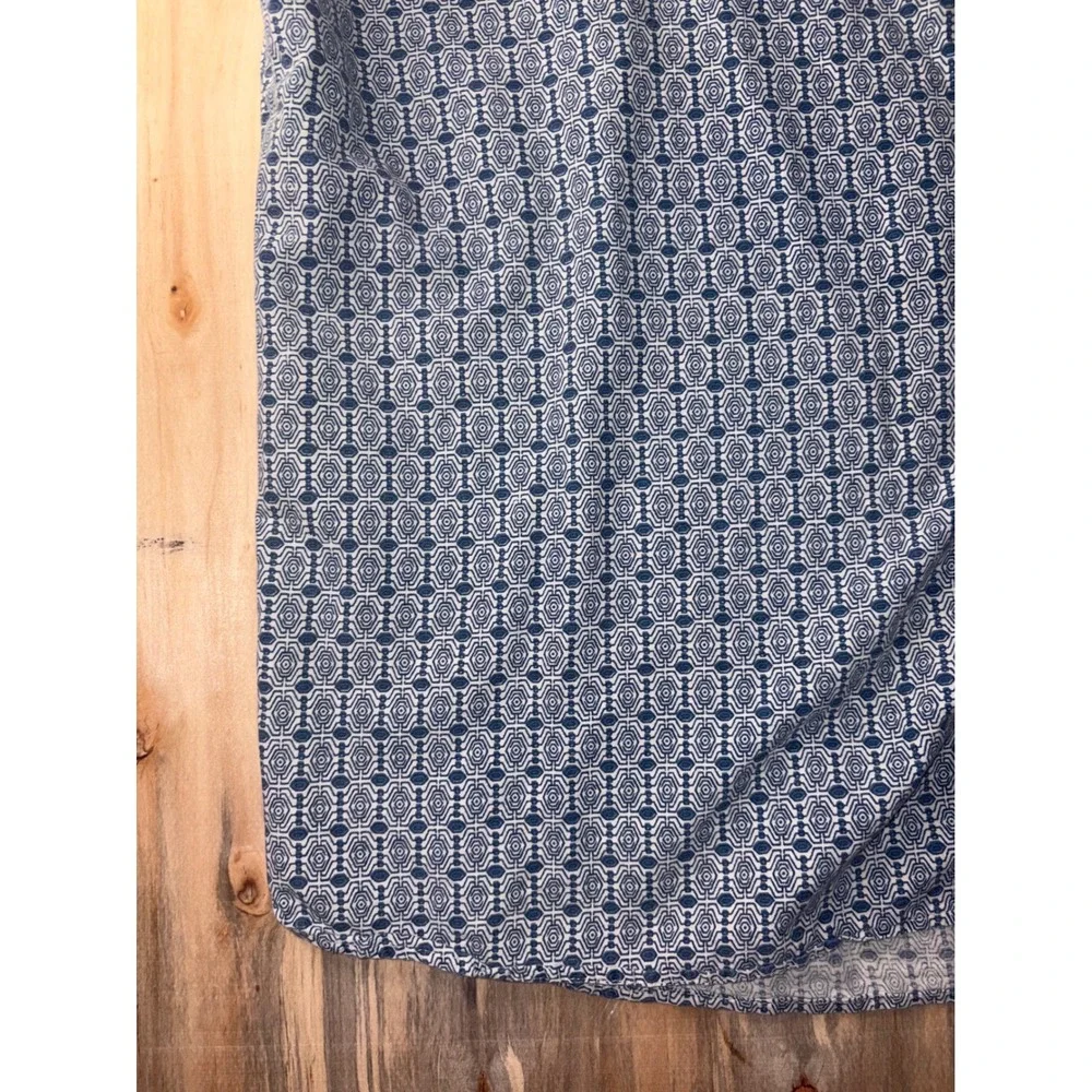Maui Trading Company Mens XXL Blue White Geometric Print Cotton Button Down Shir